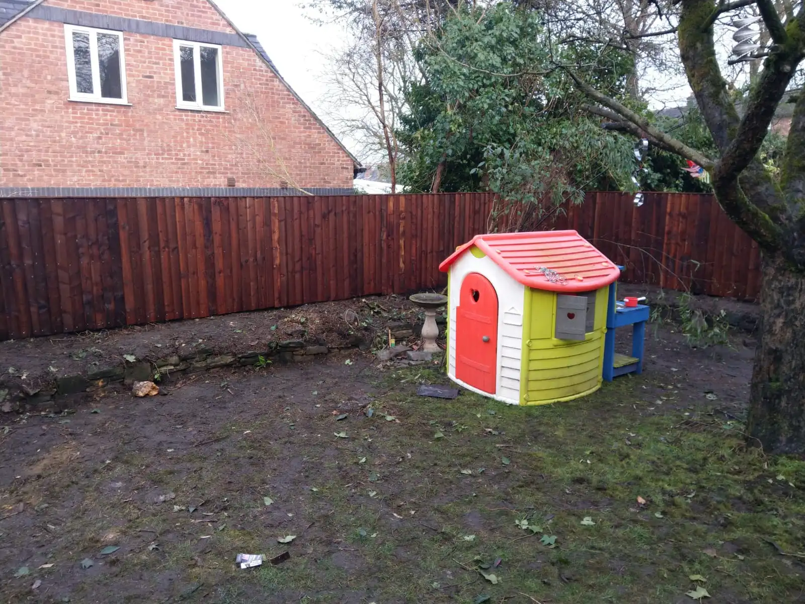 Rear garden featherboard fencing replacement project in Altrincham