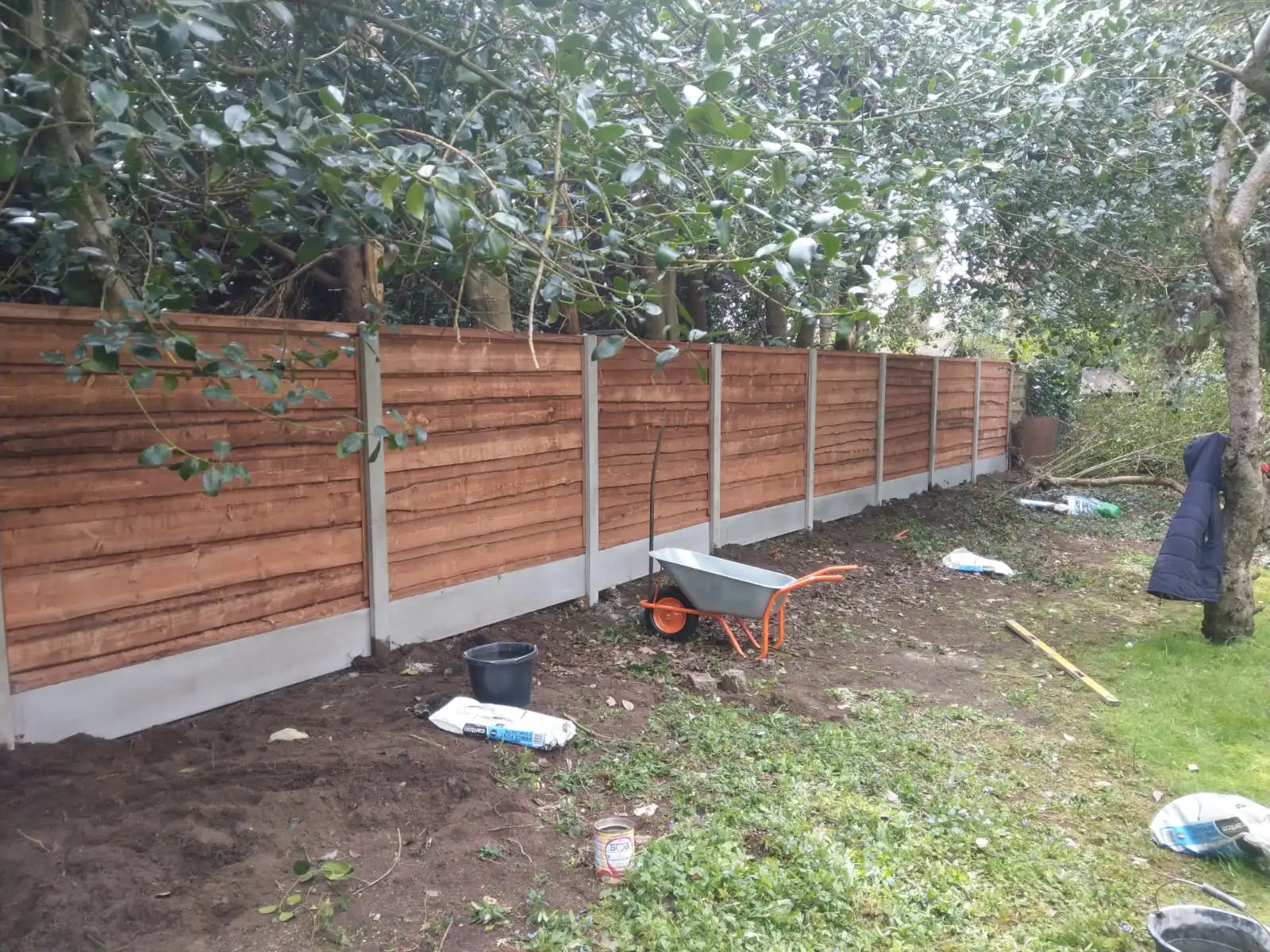 Residential fence and gate replacement with concrete posts